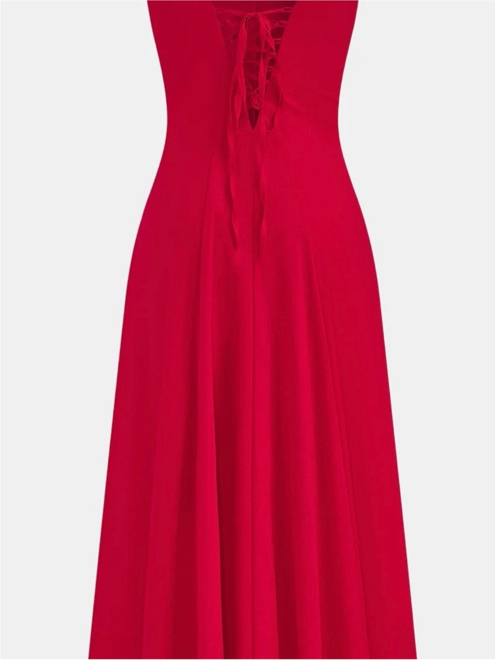 Commense Red Button-Front Square-Neck Midi Dress - Picture 2 of 3